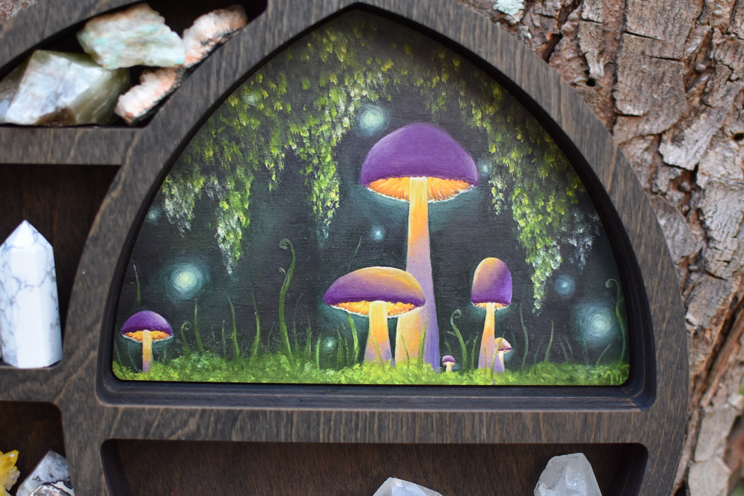 Limited Edition Arcane Moth + J. Drew Silvers Mushroom Moon Shelf and Wood Carving