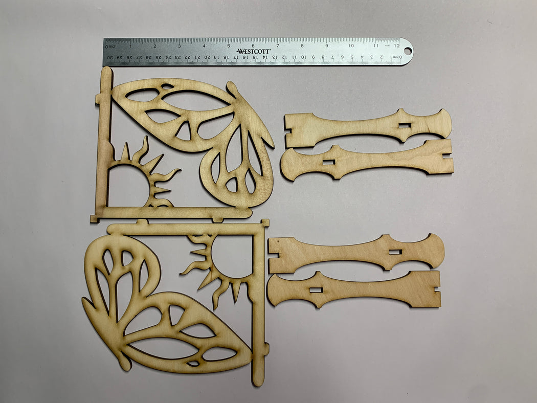 Corbels - Butterfly Pair 2pcs - Unassembled, Raw and Unfinished - J. Drew + You