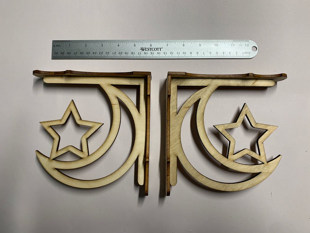 Corbels - Moon And Star Pair 2pcs - Unassembled, Raw and Unfinished - J. Drew + You