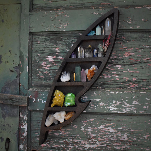 *Made To Order* Brown Feather Crystal Display Shelf