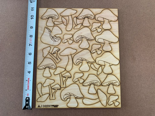 Unfinished Sheet of Mushroom Art Pieces - J. Drew + You