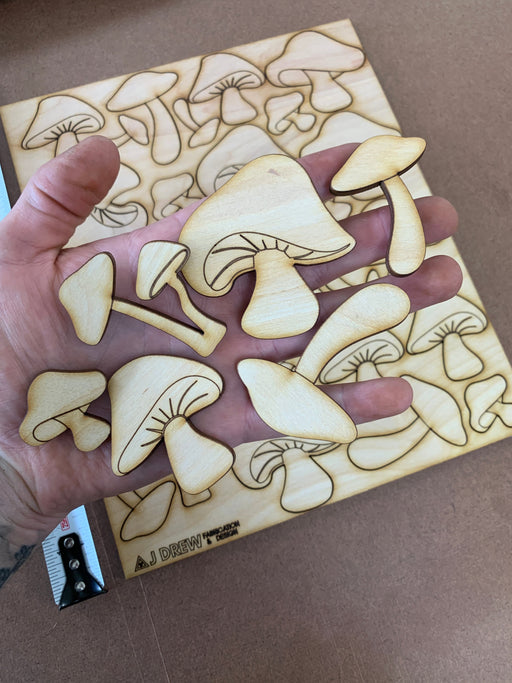 Unfinished Sheet of Mushroom Art Pieces - J. Drew + You