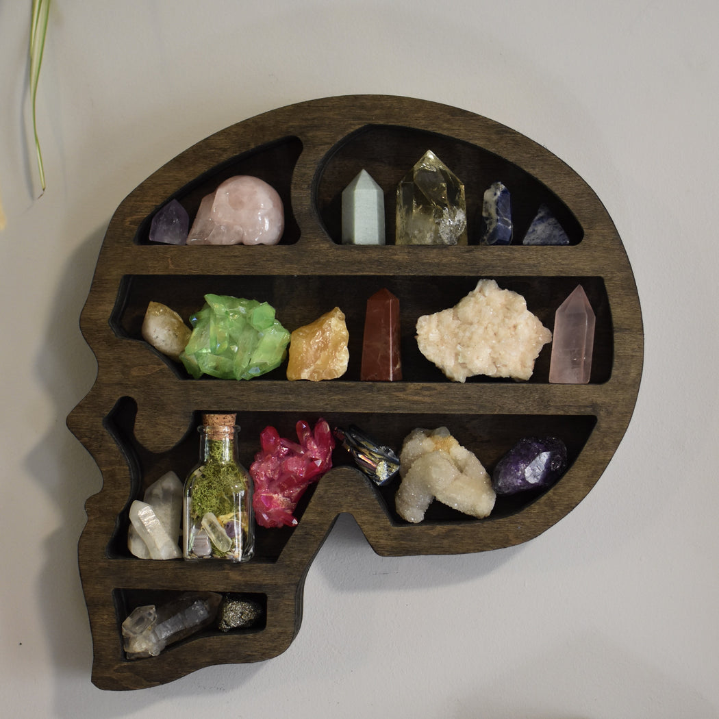 *Made To Order* Brown Skull-Shaped Crystal Display Shelf