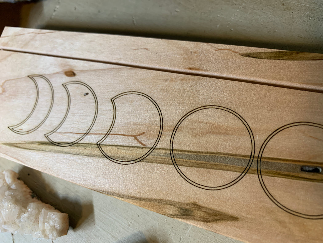 Solid Ambrosia Maple Moon Phases Card Holder